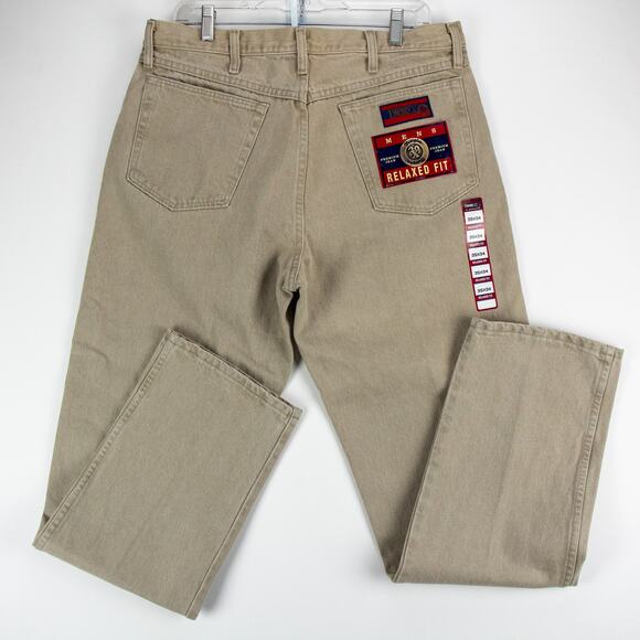 Wrangler Men's 20X Jeans 5-Pocket Tan Cotton 35x34 Relaxed Straight Leg New Flaw - Picture 8 of 11